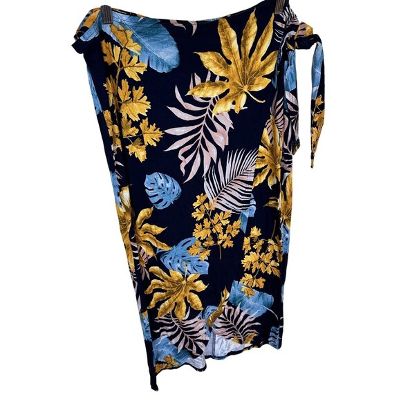 Womens Wrap Skirt Floral Witsmile Tropical Medium Blue Gold Maxi Long - Picture 1 of 9